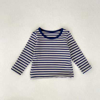 Autumn new 0-3 year old baby clothing, cute boys and girls striped long sleeved top+overalls, sold separately